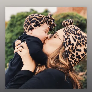 Mama a Dieťa Čelenky Nastaviť na Jar a na Jeseň Leopard kvetov Vytlačené Turban Dieťa Headwrap pre Novorodenca