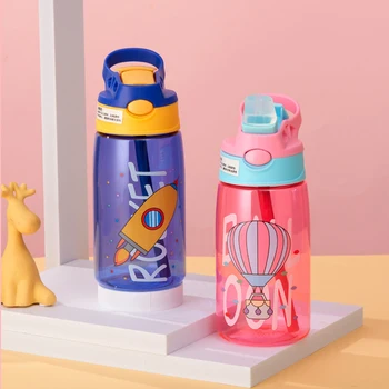 Fľaša na pitie Prenosné Karikatúra Roztomilý Plastové Škôlka detské Slamy Cup Malý Chlapec, Dievča Tvorivé Kačica Zobák Fliaš Vody