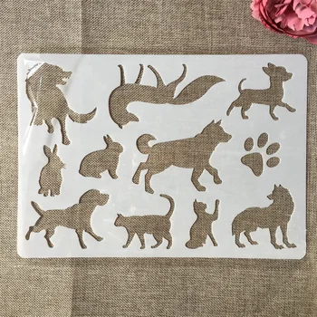 A4 29 cm Zvieratá, Pes, Mačka, Líška, Zajac DIY Vrstvenie Blany Maľovanie Zápisník Sfarbenie Razba Album Dekoračné Papierové Šablóny