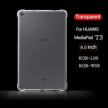 Shockproof Silikónové puzdro Na Huawei MediaPad T3 8.0 KOB-L09 KOB-W09 Transparentné Gumy Airbag Pružný Nárazník + Tvrdené Sklo