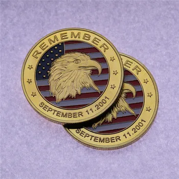 9/11 24Kt Zlaté Mince, New York, Spojené stojíme Človek SLOBODU a SPRAVODLIVOSŤ USA 911 Mince Doprava Zadarmo