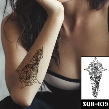Geometria Nepremokavé Dočasné Tetovanie Nálepky Black Výstroj Kompas Komponenty Falošné Tetovanie Flash Tatoos Ramena Body Art pre Ženy Muži