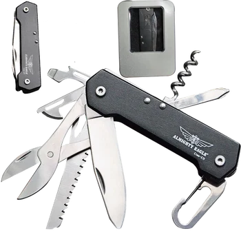 8 V 1 Multifunkčné Skladací Nôž s Švajčiarske Nože Multitools pre Taktické Nožnice Obrany Outdoor Camping Nástroj Prežitia