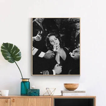 Home Decor Wall Art Maliarske Plátno Tlačiť Lana Del Rey Plagát Čierne A Biele Obrázky, Plagáty Modulárny Obrázok Pre Spálne
