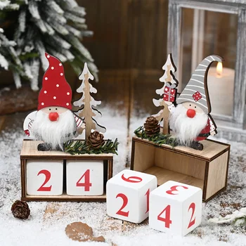 Drevené Adventných kalendárov 2022 nový rok Vianočný Kalendár Dekorácie, Ozdoby, Drevené Časovač Ozdoby Vianočné Remesiel Domova