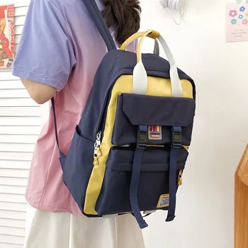 Multifunkčné kontrast farieb batoh ženy ' s College štýl veľká-kapacita laptop taška Školáčka jeden-ramenný prenosná taška