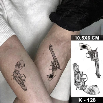Nepremokavé Dočasné Tetovanie Nálepky Malé Krajky Rose Zbraň Plameň Flash Tetovanie Anglický List Zápästie Falošné Tatto Na Telo Umenie Ženy Muži