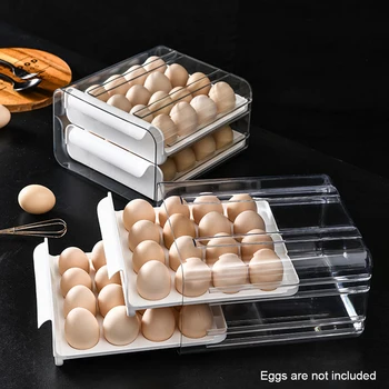 Dvojvrstvové Vajcia Box Kontajner Skladovanie Prípade Kuchyňa Chladnička 32 Slotov Transparentné Zásuvky Typu Anti Lisovania Jednoduché Čistenie