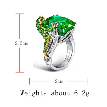 Chameleon Jašterica Zelená Zirkón Strane Šperky Prstene Pre Ženy AnniversaryNew obchod zľavy
