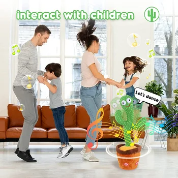 Krásne Tanečné Kaktus Plyšové Hračky Hovorí Tanec Kaktus USB Nabíjanie Shake Oblečenie pre Bábiku Home Office Dekorácie Vtipný Darček k Narodeninám