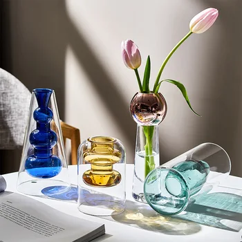 Nordic Tvorivé Malé Suché Váza, Obývacia Izba Dekorácie Kvet Usporiadanie Jednoduché Sklo Svetla Luxusné Vody Kultúry Ozdoby