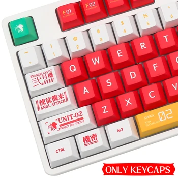 134 Kľúče Japonské Osobné Anime EVA-02 PBT Keycap Sublimačná Cherry Profil Keycaps Pre GMK Mechanické Klávesnice