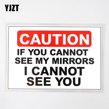 YJZT 16,8 CM×11.3 CM Pozor nevidím Zrkadlá Upozornenie PVC Auto Nálepky Decal12C-0480