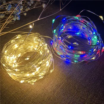 1/2/3 M LED Reťazec Svetlá Strieborného Drôtu Garland Domov Vianoce Svadobné Party Dekorácie Napájaný Batériou Víla Svetlo Nový Rok