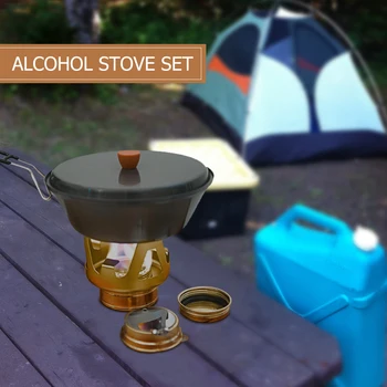 Prenosný Mini Alkoholu Pece na Spaľovanie s Stáť Hliníkovej Zliatiny Mosadze Vonkajšie Piknik Varenie Pece Camping Riad Príslušenstvo