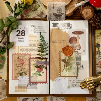 60sheets Retro Nálepky Veľa Vintage Pečiatka Kvetina Princezná Materiál Papiere Vestník Plánovač DIY Scrapbooking Nálepky Listov