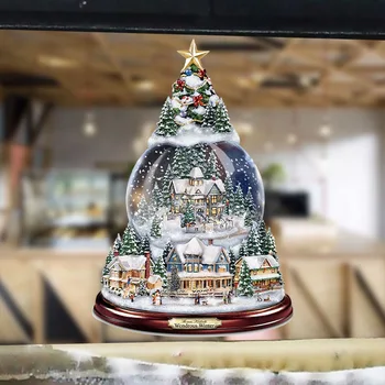 Vianočné Rotujúce Socha Vlak Dekorácie Vložiť Okno Vložiť Nálepky Vianočné Ozdoby pre domácich KUTILOV, Navidad Nový Rok