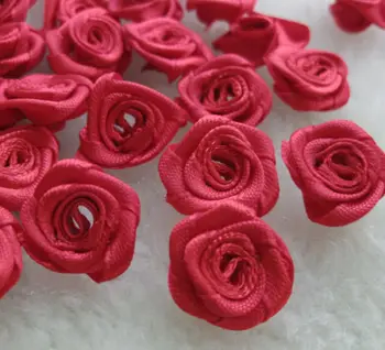 50pcs 15 mm Červená Stuha Ruže, Kvety, Svadobné Dekorácie DIY Remesiel Oblečenie Príslušenstvo na Šitie Appliques