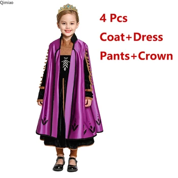 Elsa Anna 2 Šaty Dievčatá Princezná, Karneval, Halloween Party Cosplay Kostým Snehová Kráľovná Vestido Deti, Oblečenie Pre 2-12 Rokov