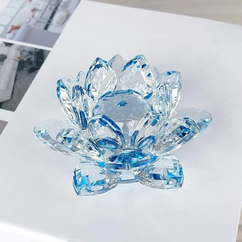 Iskru Crystal Lotosový Kvet Remesiel Sklo Paperweight Fengshui Ozdoby Kremeň Lotus Domáce Dekorácie 80mm