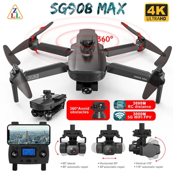 SG908 Max GPS Dron 4K Profesional 3-Os Gimbal HD Kamera 5G Wifi FPV Dron 3KM RC Vrtuľník Quadcopter VS SG906 Max F11S 4K PRO
