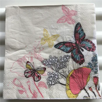 Decoupage tabuľka papierové obrúsky elegantné tkaniva vintage uterák kvet, motýľ auto, narodeniny, svadobné party domov krásne dekor 20