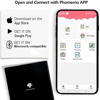 Phomemo Tepelná Tlačiareň M02 Mini Tlač na Foto Nálepky Text fit Android IOS Telefónneho Systému