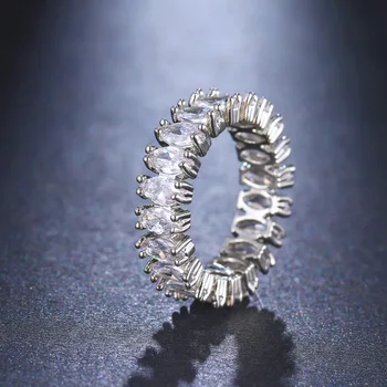 Ekopdee Nádherný Elipsovitý Rez CZ Zirkónmi Kolík Prstene Pre Ženy Večnosti Svadobné Zirkón Prst Prsteň Zásnubný Svadobné Šperky