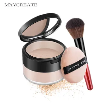 MayCreate 3 Farby Make-Up na Tvár Prášok, Olej a kontrolu Dlho-trvajúce Loose Powder Nastaviť Nepremokavé Korektor S make-up Štetec Značky