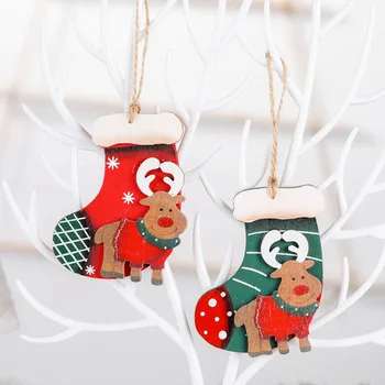 Nové Elk Drevené Ponožky Vianočné Ozdoby na Vianočný Stromček, Dekorácie pre Domov 2020 Navidad Vianoce Noel Darčeky Baubles Nový Rok 2021
