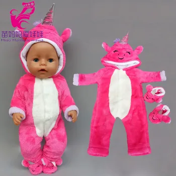 17 palcové baby Doll Oblečenie Jednorožec sleeeping Remienky + Papuče pre 18
