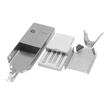 10PCS USB 2.0 Type 4-Pin 30V 1.5 Muž Plug Drôt Spájkovanie Zástrčku El. Koncoviek Konektorov Elektrických Častí