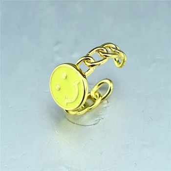 2021 nové kvapka oleja smajlíka krúžok dámy smajlíka nastaviteľný prsteň zlatý snubný prsteň kvalitné šperky šťastný krúžok šperky