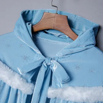 Dievčatá Snehová Kráľovná Elsa Teplé Princezná Plášť Plus Velvet Teplý Plášť S Kapucňou Dlhý Šál Narodeninovej Party Šaty Deti Oblečenie