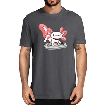 Axolotl Ryby Hrať Video Hry White-Axolotl Lizard Hráčov, Bavlna Lete Mužov Novinka Nadrozmerných T-Shirt Ženy Bežné Čaj