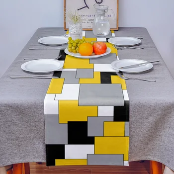 Žltá Mozaika Farebné Abstraktné Umenie Stôl Runner Luxusné Svadobné Dekorácie Stola Kryt Vianočné Dekorácie Obrus