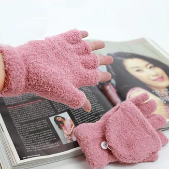 Jesenné a zimné rukavice Coral velvet flip pol-prsty rukavice Jednoduché mužov a žien za studena dôkaz písanie a Internet rukavice