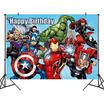 Avengers Pozadie Narodeniny Marvel Pozadí Deti Izba Dekor Tému Party Dekorácie Späť Drop Opláštenie Panel Borthday Darček