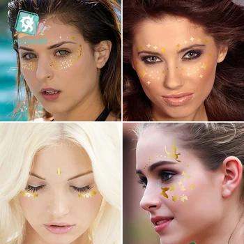 Karneval Make-Up Party Body Art Zlato Flash Face Nepremokavé Vody Prenos Dočasné Tetovanie Nálepka Pre Ženy, Dievčatá Falošné Tetovanie