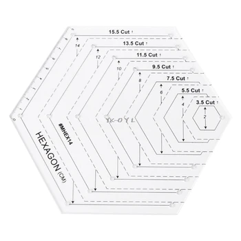 Hexagon Prešívanie Pravítko Patchwork Plastové Šablóny DIY Šitie Užitočné Nástroje