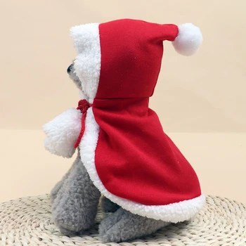 Vtipné Psa Teplé Oblečenie Pre Mačky Puppy Santa Červený Plášť Klobúk Na Hlavu Cosplay Vianočné Oblečenie Pet Kostým Pes, Mačka Plášť Domova