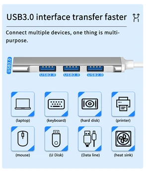 USB C HUB 3.0 Typ C 3.1 4 Port Multi Splitter Adaptér USB od spoločnosti Lenovo Macbook Pro Air Mi Pro HUAWEI Xiao PC Príslušenstvo