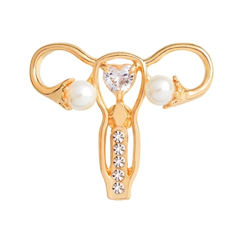 Kovové Orgán Brošňa ženskom lone Pin Pearl Srdce, Zirkón Gynecology Medicíny Symbol Lekárskeho šperky pre Lekárov Ženy