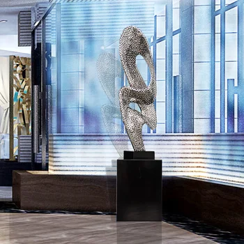 Hot predaj club hotel lobby Čínsky štýl, moderné veľké poschodí z nehrdzavejúcej ocele abstraktné ozdoby umenie vchodové kovové dekorácie