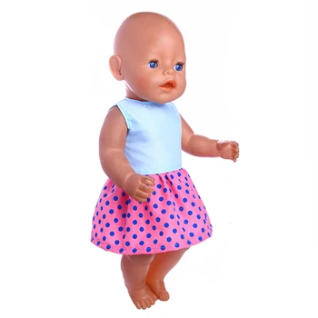 Vytlačené Polka Dot Dress Pre 18-Palcové Ameriky A 43 Cm Narodil Baby Doll Oblečenie, Príslušenstvo,Naša Generácia, Hračky pre Deti