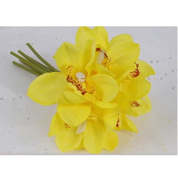 1Pcs 6 Hláv Vysokej Kvality DIY Imitácia Kvet Hodvábnej Orchidea Umelá Kvetina Pre Svadobné Dekorácie Multicolor Voliteľné JH181