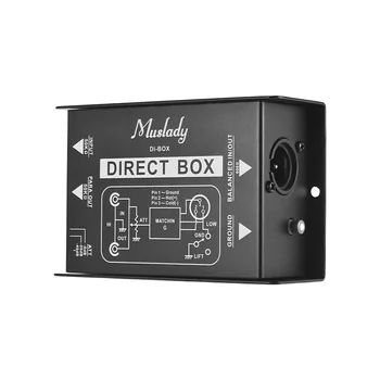 Muslady Profesionálna jednokanálová Pasívny DI-Box Priame Vstrekovanie Audio Box Vyvážené & Nevyváženosť Menič Signálu