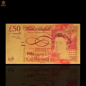 Meny Euro Papier Britské Zlato, Bankovky 50 Libra Zlata Fólie, Papierové Peniaze Zber Hodnota