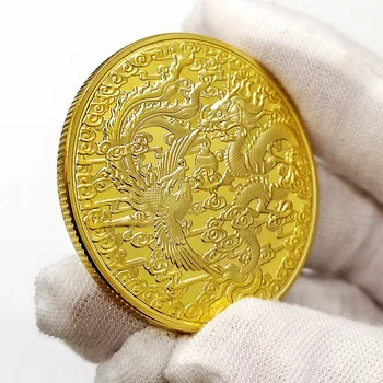 Čínsky Štýl, Prosperity Podaných Dragon a Phoenix Pamätné Mince Tradičná Kolekcia Darček Domova