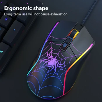 Drôt Hernej Myši Tichý Mause Magic 7 Tlačidiel RGB Podsvietenie Mechanické Pocit, Mini Ergonomická Myš Pre PC Gamer Počítač, Notebook Mouse